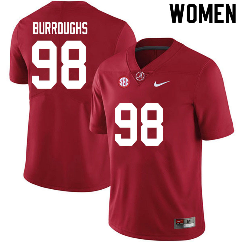 Women #98 Jamil Burroughs Alabama Crimson Tide College Football Jerseys Sale-Crimson